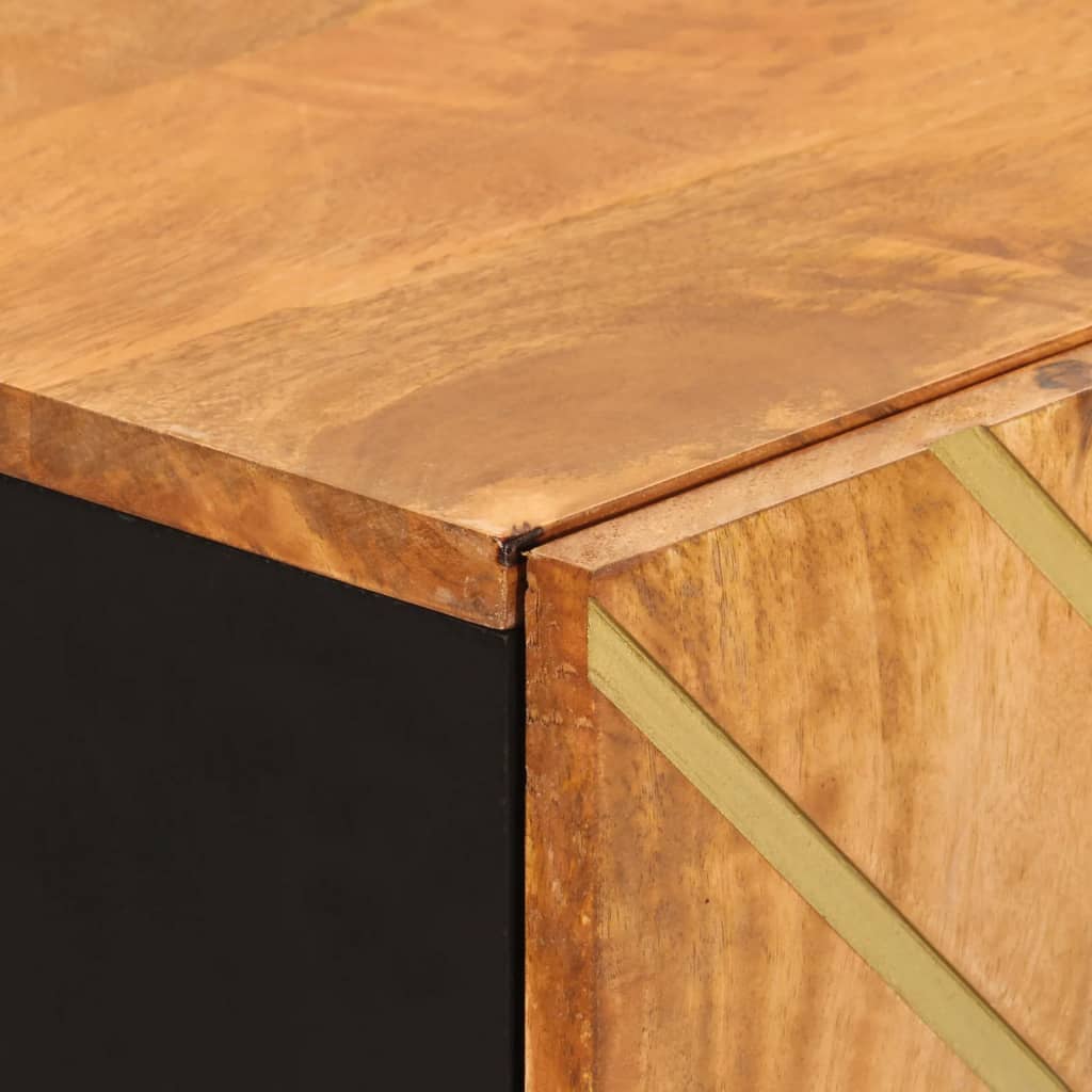 Mobiletto Marrone e Nero 60x33,5x75 cm Legno Massello di Mango - homemem39