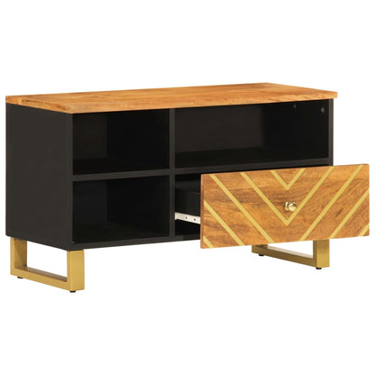 Mobile Porta TV Marrone e Nero 80x33,5x46 cm in Legno di Mango - homemem39