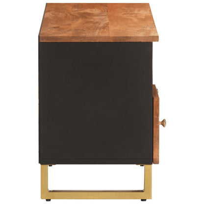 Mobile Porta TV Marrone e Nero 100x33,5x46 cm in Legno di Mango - homemem39