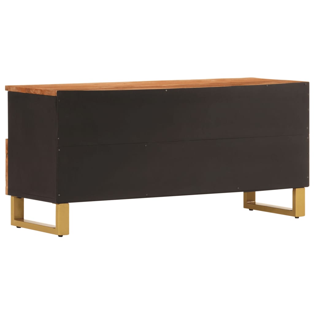 Mobile Porta TV Marrone e Nero 100x33,5x46 cm in Legno di Mango - homemem39