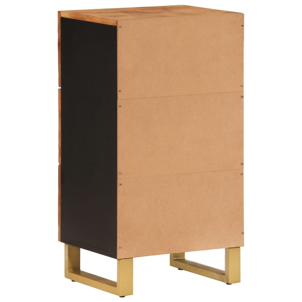 Credenza Marrone e Nera 40x33,5x75cm in Legno Massello di Mango - homemem39