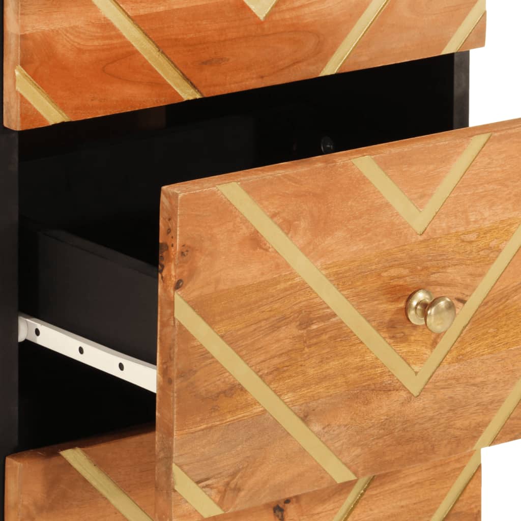 Credenza Marrone e Nera 40x33,5x75cm in Legno Massello di Mango - homemem39