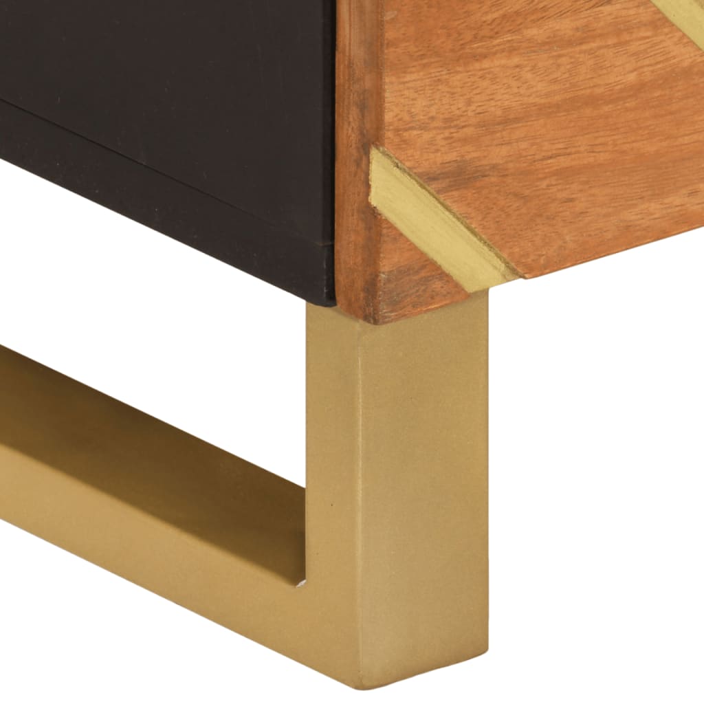 Credenza Marrone e Nera 40x33,5x75cm in Legno Massello di Mango - homemem39