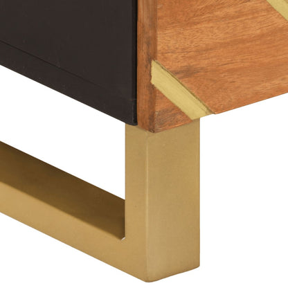 Credenza Marrone e Nera 40x33,5x75cm in Legno Massello di Mango - homemem39