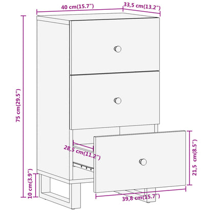 Credenza Marrone e Nera 40x33,5x75cm in Legno Massello di Mango - homemem39