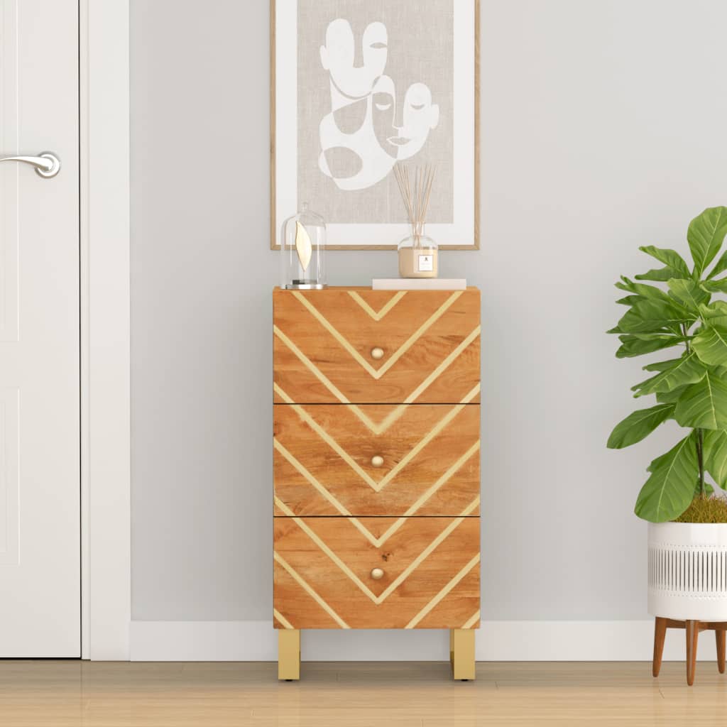 Credenza Marrone e Nera 40x33,5x75cm in Legno Massello di Mango - homemem39