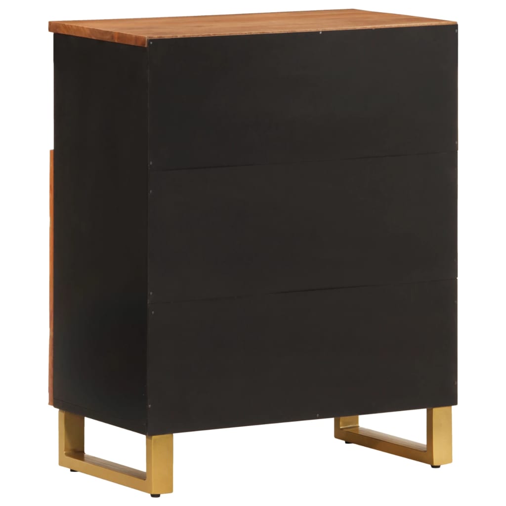Mobiletto Marrone e Nero 60x33,5x75 cm Legno Massello di Mango - homemem39