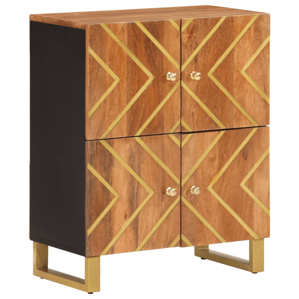 Mobiletto Marrone e Nero 60x33,5x75 cm Legno Massello di Mango - homemem39