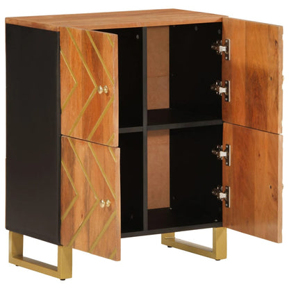 Mobiletto Marrone e Nero 60x33,5x75 cm Legno Massello di Mango - homemem39