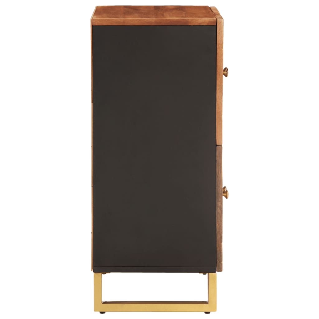 Mobiletto Marrone e Nero 60x33,5x75 cm Legno Massello di Mango - homemem39
