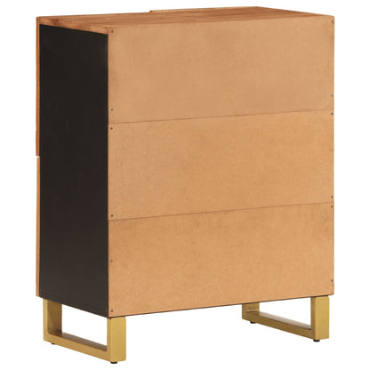 Mobiletto Marrone e Nero 60x33,5x75 cm Legno Massello di Mango - homemem39
