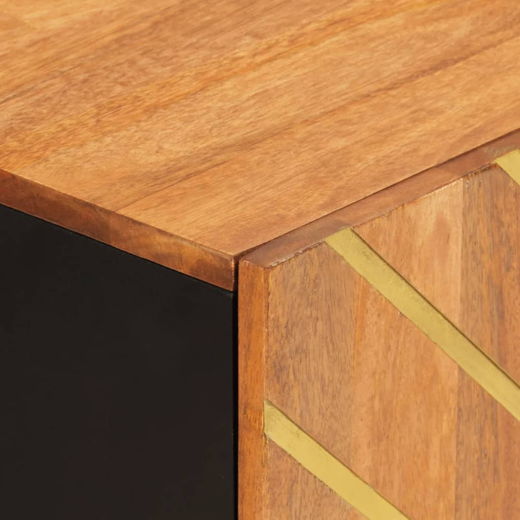 Mobiletto Marrone e Nero 60x33,5x75 cm Legno Massello di Mango - homemem39