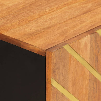 Mobiletto Marrone e Nero 60x33,5x75 cm Legno Massello di Mango - homemem39