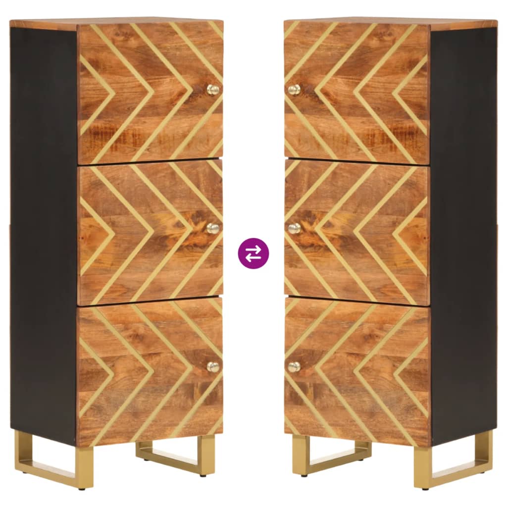 Credenza Marrone e Nera 40x33,5x110 cm Legno Massello di Mango - homemem39