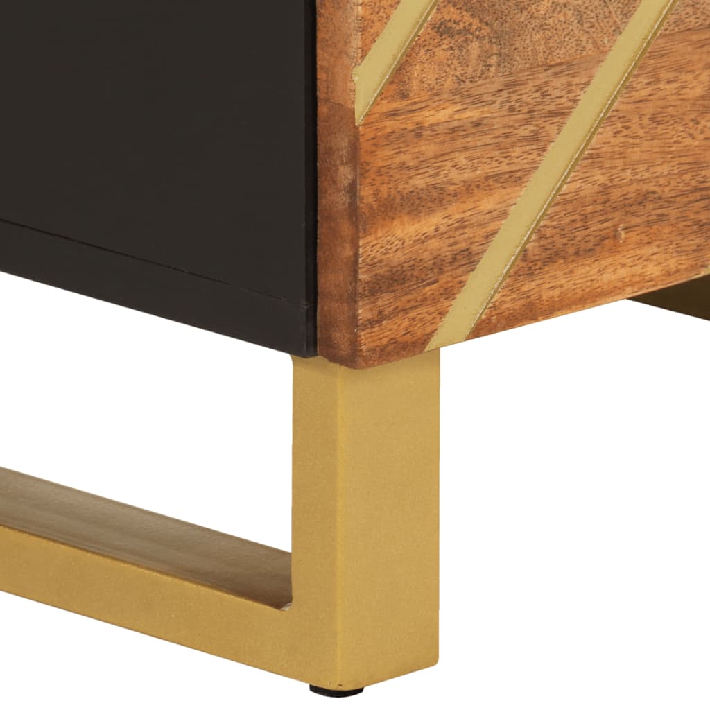 Credenza Marrone e Nera 40x33,5x110 cm Legno Massello di Mango - homemem39