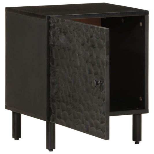 Comodino Nero 40x33x46 cm in Legno Massello di Mango - homemem39