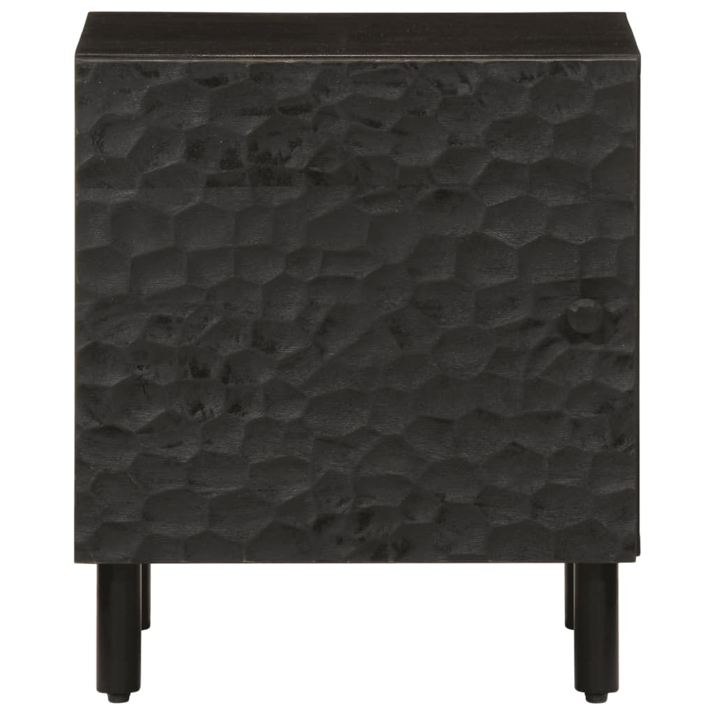 Comodino Nero 40x33x46 cm in Legno Massello di Mango - homemem39