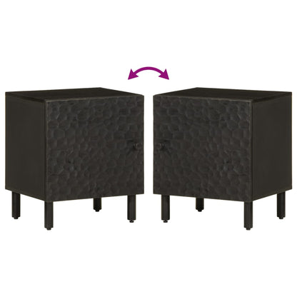 Comodino Nero 40x33x46 cm in Legno Massello di Mango - homemem39