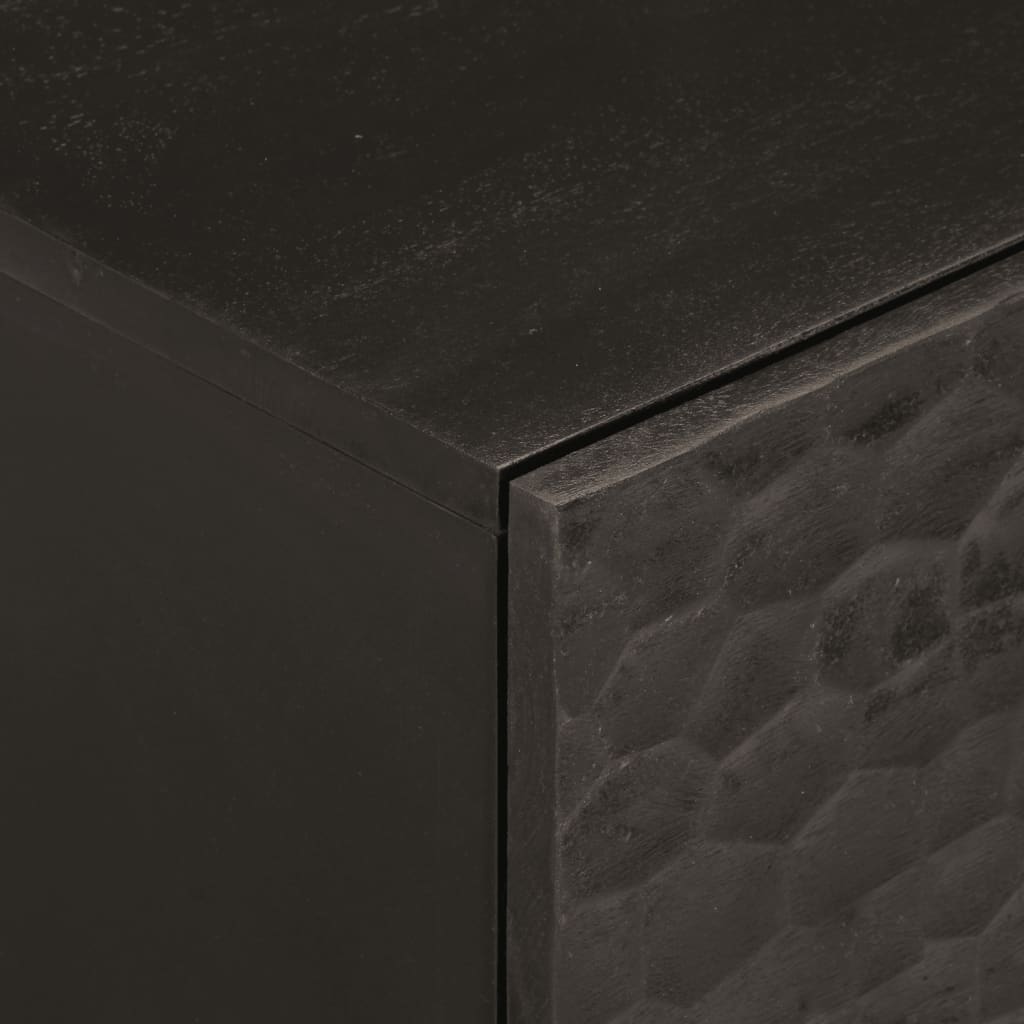 Comodino Nero 40x33x46 cm in Legno Massello di Mango - homemem39