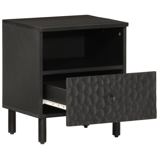 Comodino Nero 40x33x46 cm in Legno Massello di Mango - homemem39
