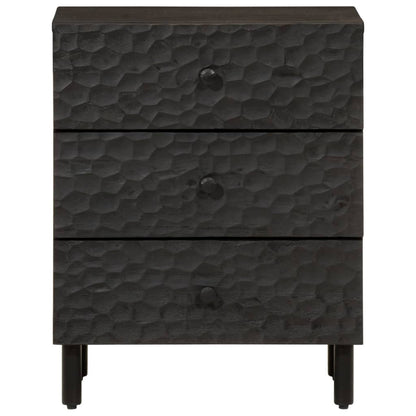 Comodino Nero 50x33x60 cm in Legno Massello di Mango - homemem39