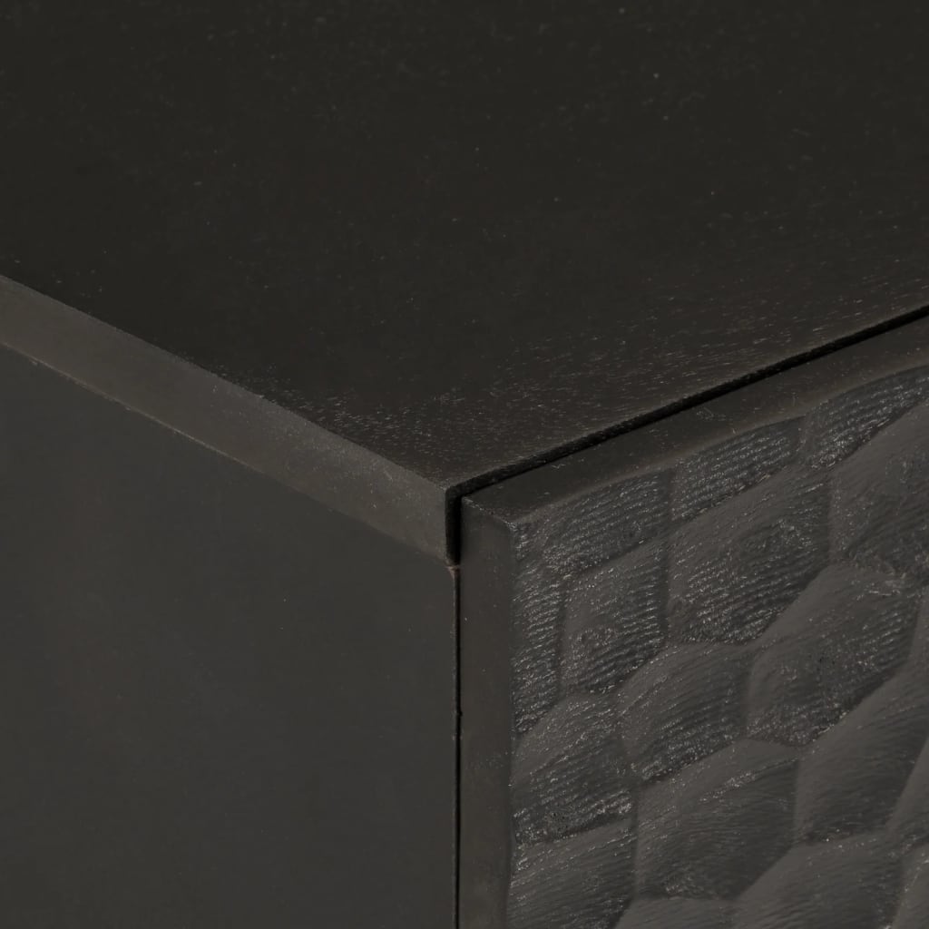 Comodino Nero 50x33x60 cm in Legno Massello di Mango - homemem39