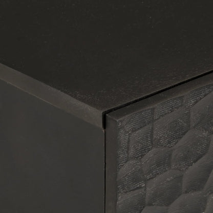 Comodino Nero 50x33x60 cm in Legno Massello di Mango - homemem39