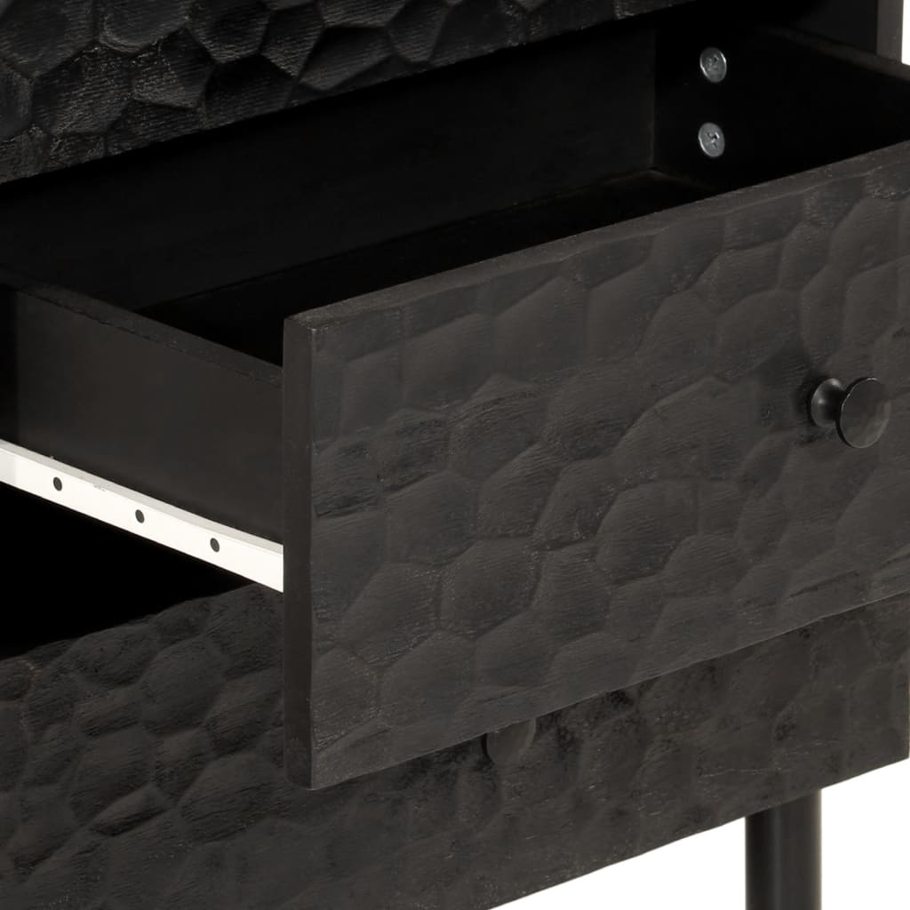 Comodino Nero 50x33x60 cm in Legno Massello di Mango - homemem39