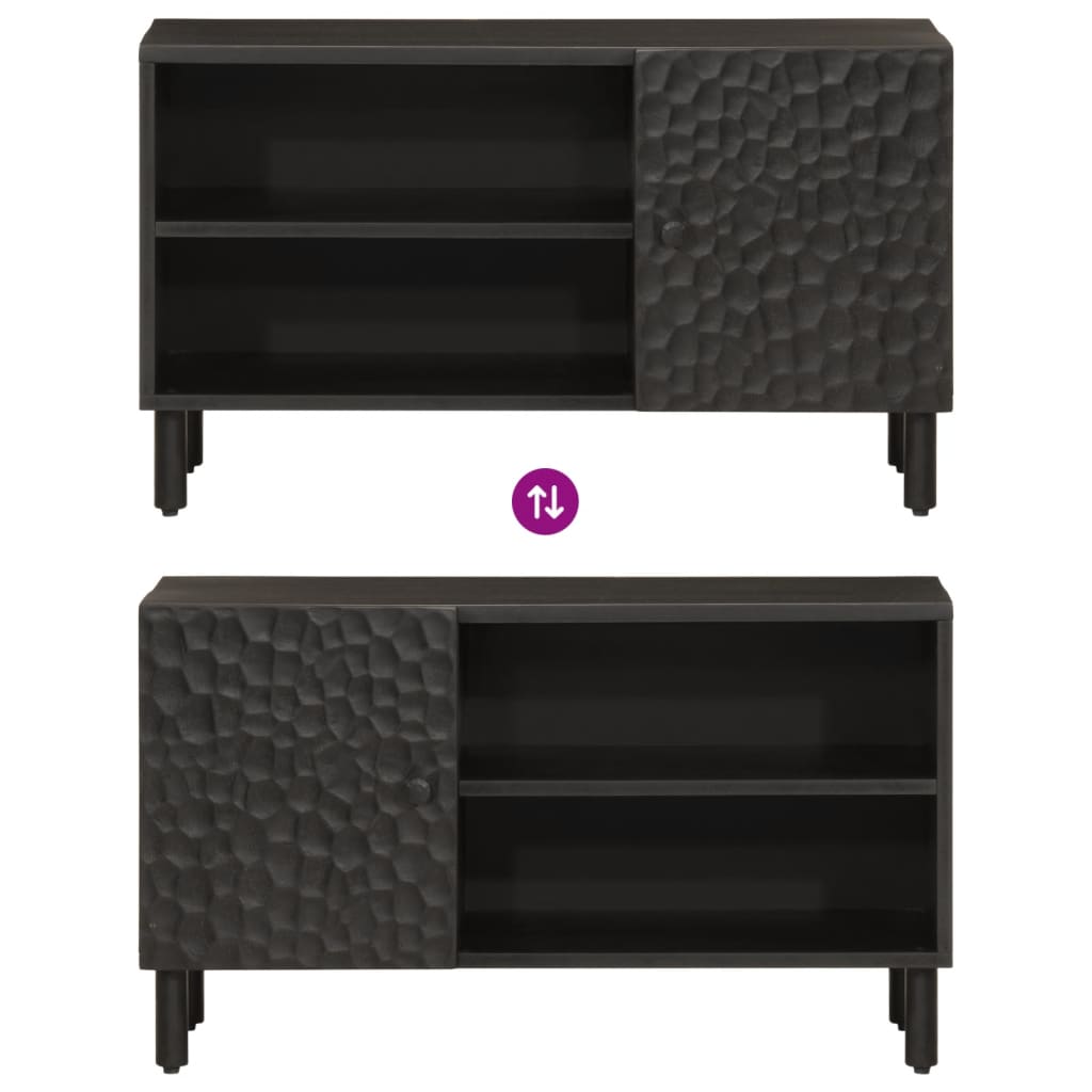 Mobile Porta TV Nero 80x31x46 cm in Legno Massello di Mango - homemem39