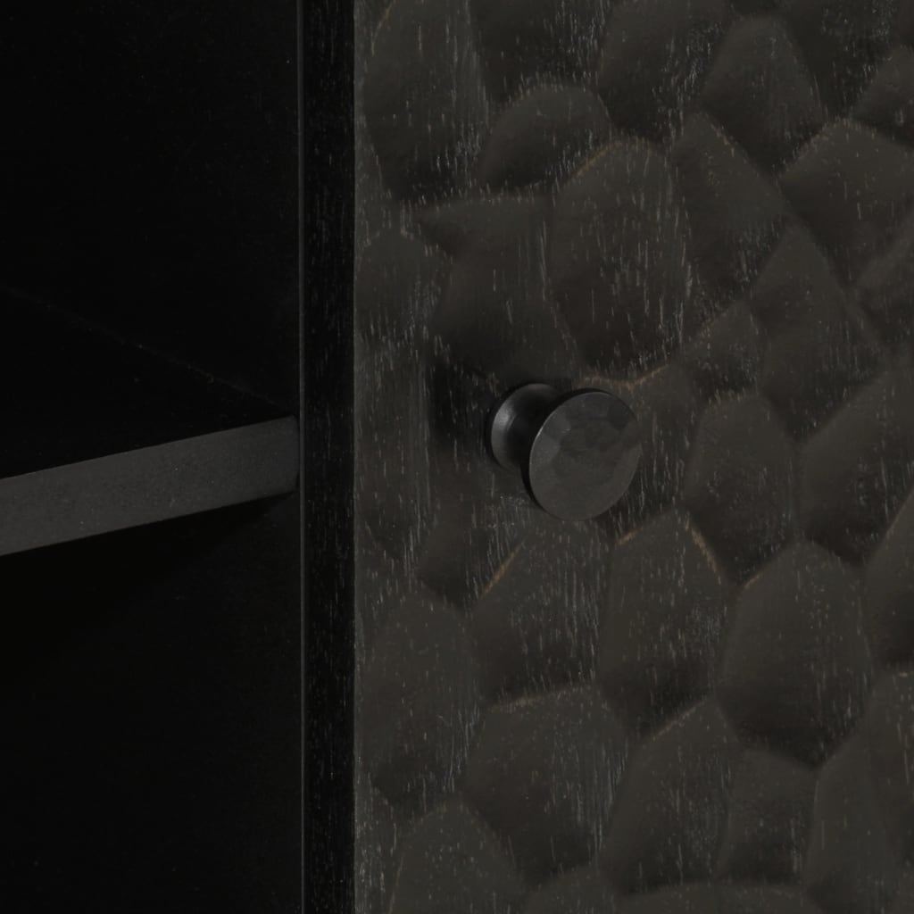 Mobile Porta TV Nero 80x31x46 cm in Legno Massello di Mango - homemem39