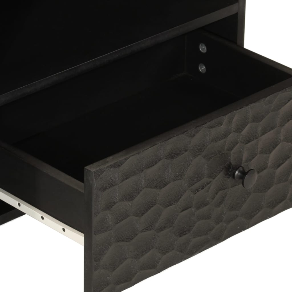 Mobile Porta TV Nero 80x33x46 cm in Legno Massello di Mango - homemem39