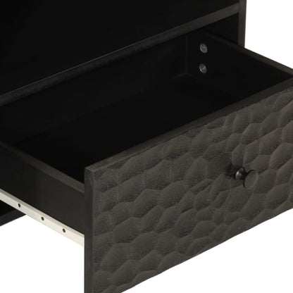 Mobile Porta TV Nero 80x33x46 cm in Legno Massello di Mango - homemem39