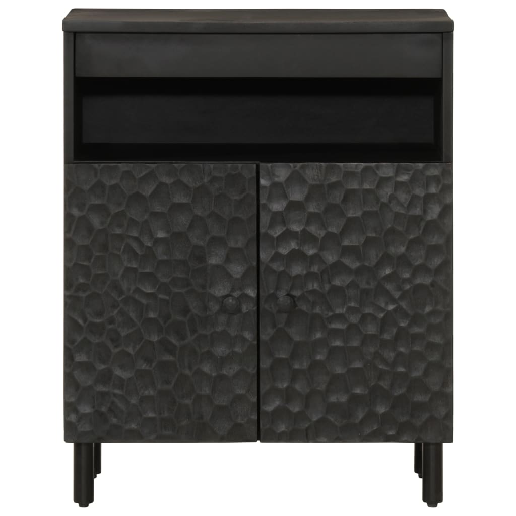 Credenza Nera 60x33x75 cm in Legno Massello di Mango - homemem39