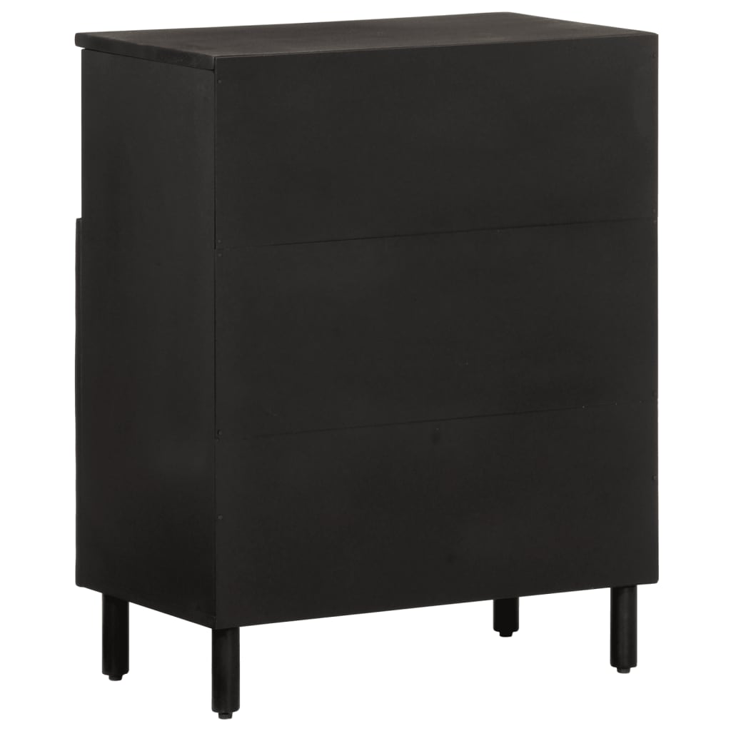 Credenza Nera 60x33x75 cm in Legno Massello di Mango - homemem39