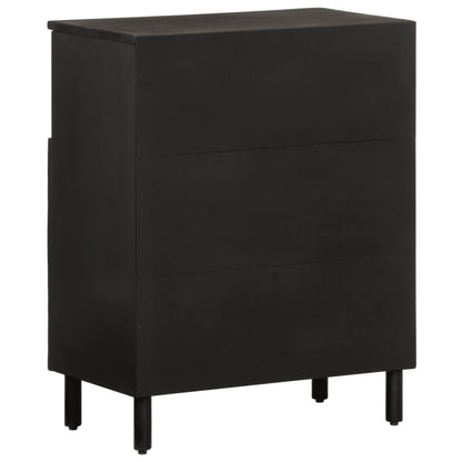 Credenza Nera 60x33x75 cm in Legno Massello di Mango - homemem39