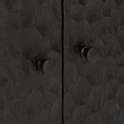 Credenza Nera 60x33x75 cm in Legno Massello di Mango - homemem39