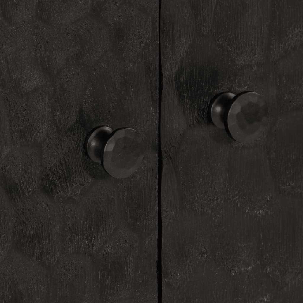 Credenza Nera 60x33x75 cm in Legno Massello di Mango