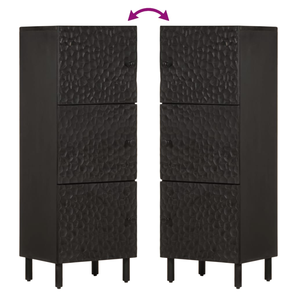 Credenza Nera 40x33x110 cm in Legno Massello di Mango