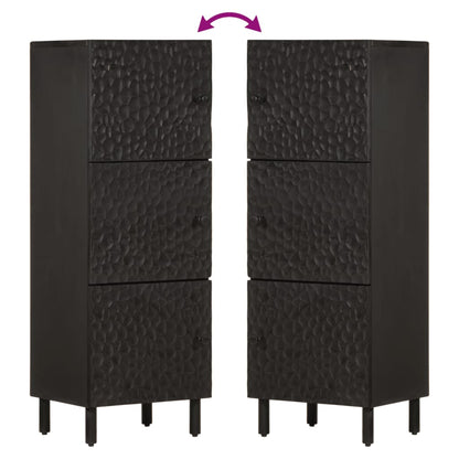 Credenza Nera 40x33x110 cm in Legno Massello di Mango