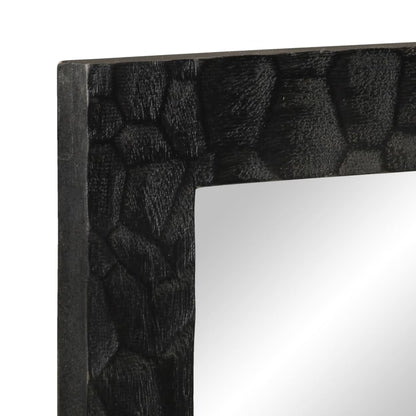 Specchio da Bagno Nero 50x70x2,5cm Legno Massello Mango e Vetro | homemem39