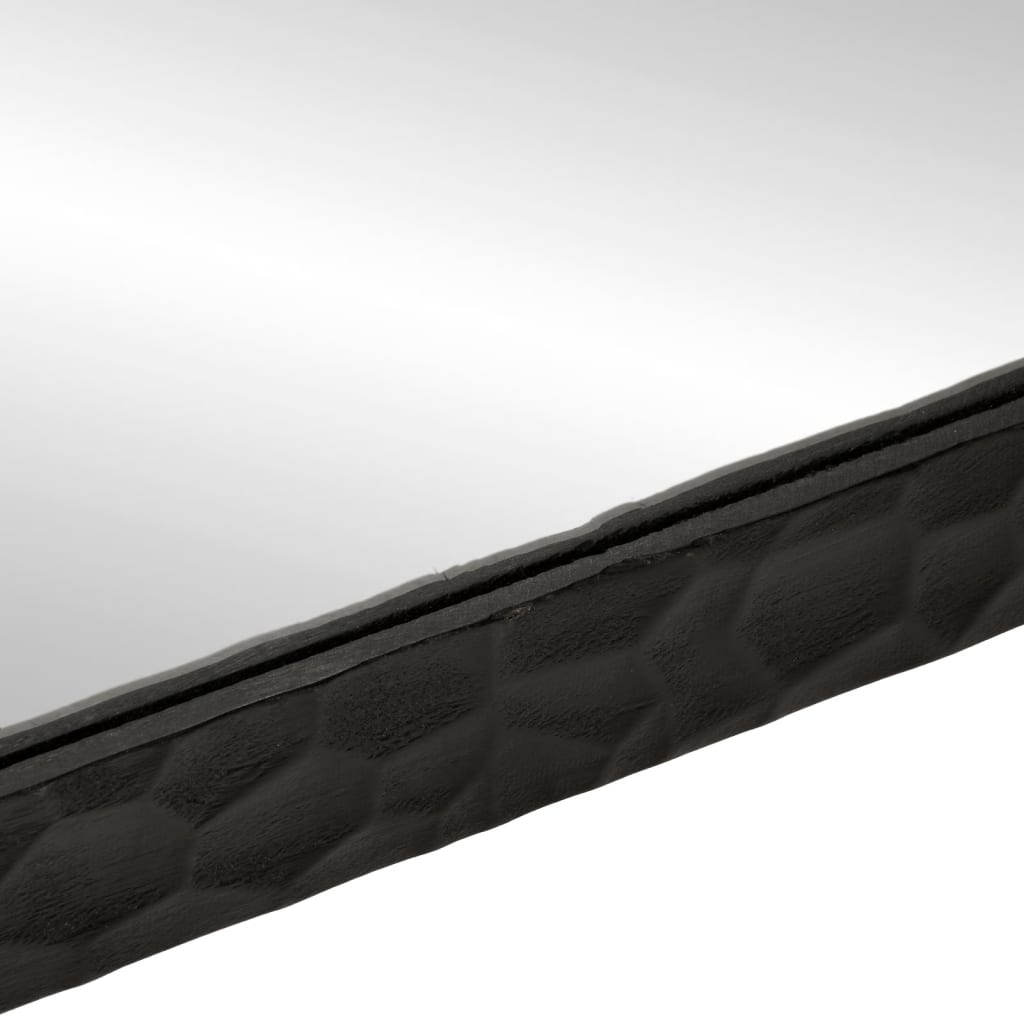 Specchio da Bagno Nero 50x70x2,5cm Legno Massello Mango e Vetro | homemem39