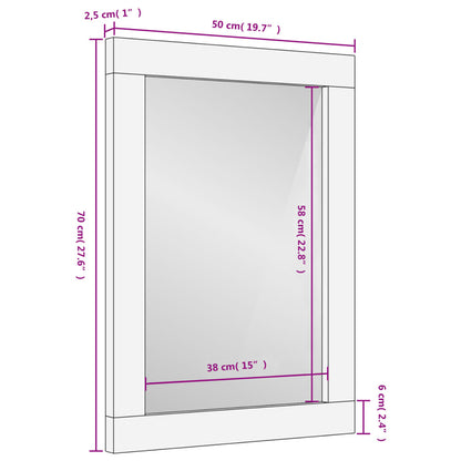 Specchio da Bagno Nero 50x70x2,5cm Legno Massello Mango e Vetro | homemem39