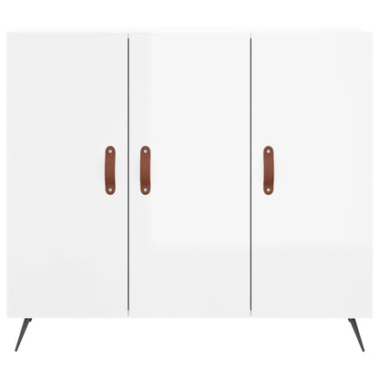 Credenza Bianco Lucido 90x34x80 cm in Legno Multistrato - homemem39