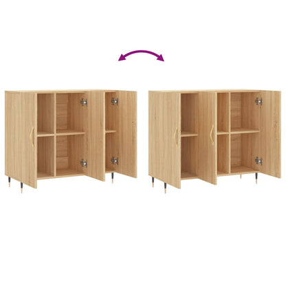 Credenza Rovere Sonoma 90x34x80 cm in Legno Multistrato