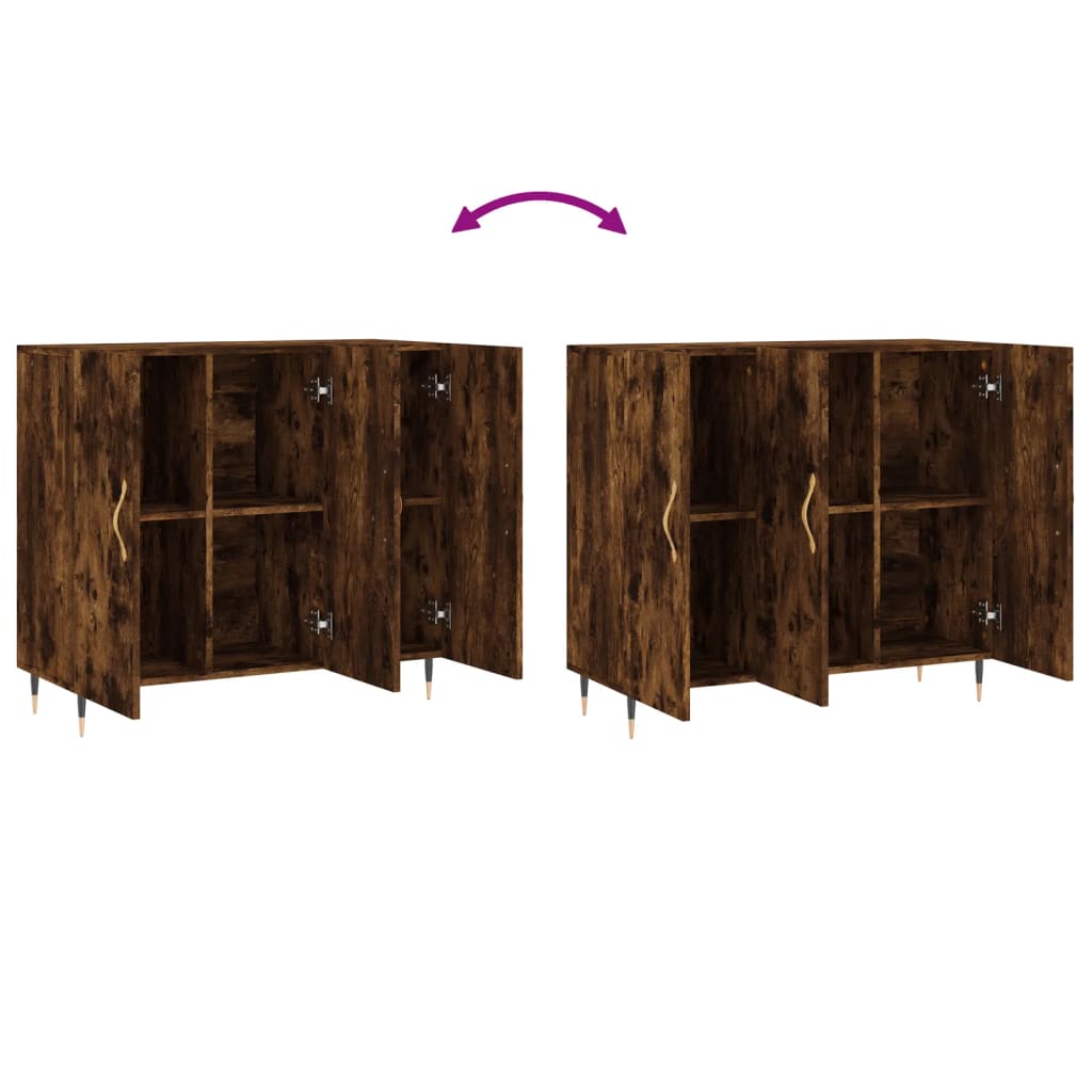 Credenza Rovere Fumo 90x34x80 cm in Legno Multistrato - homemem39