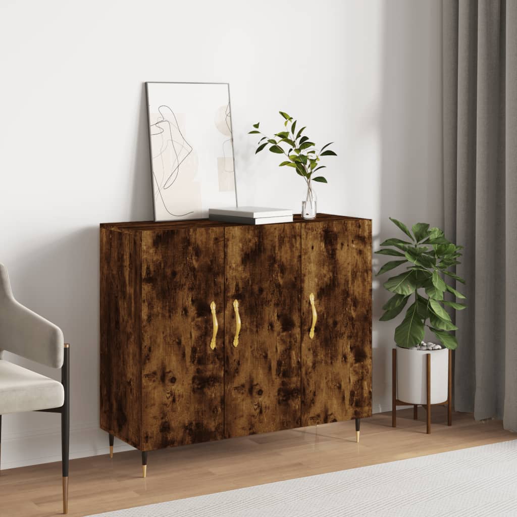 Credenza Rovere Fumo 90x34x80 cm in Legno Multistrato - homemem39