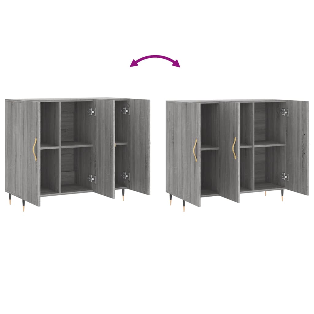 Credenza Grigio Sonoma 90x34x80 cm in Legno Multistrato