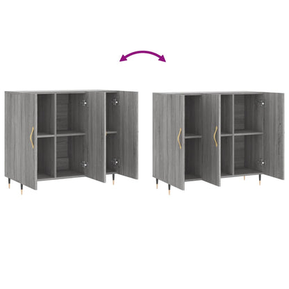Credenza Grigio Sonoma 90x34x80 cm in Legno Multistrato