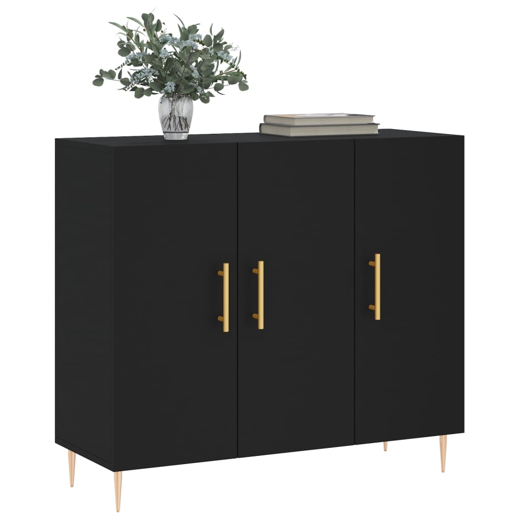 Credenza Nera 90x34x80 cm in Legno Multistrato - homemem39