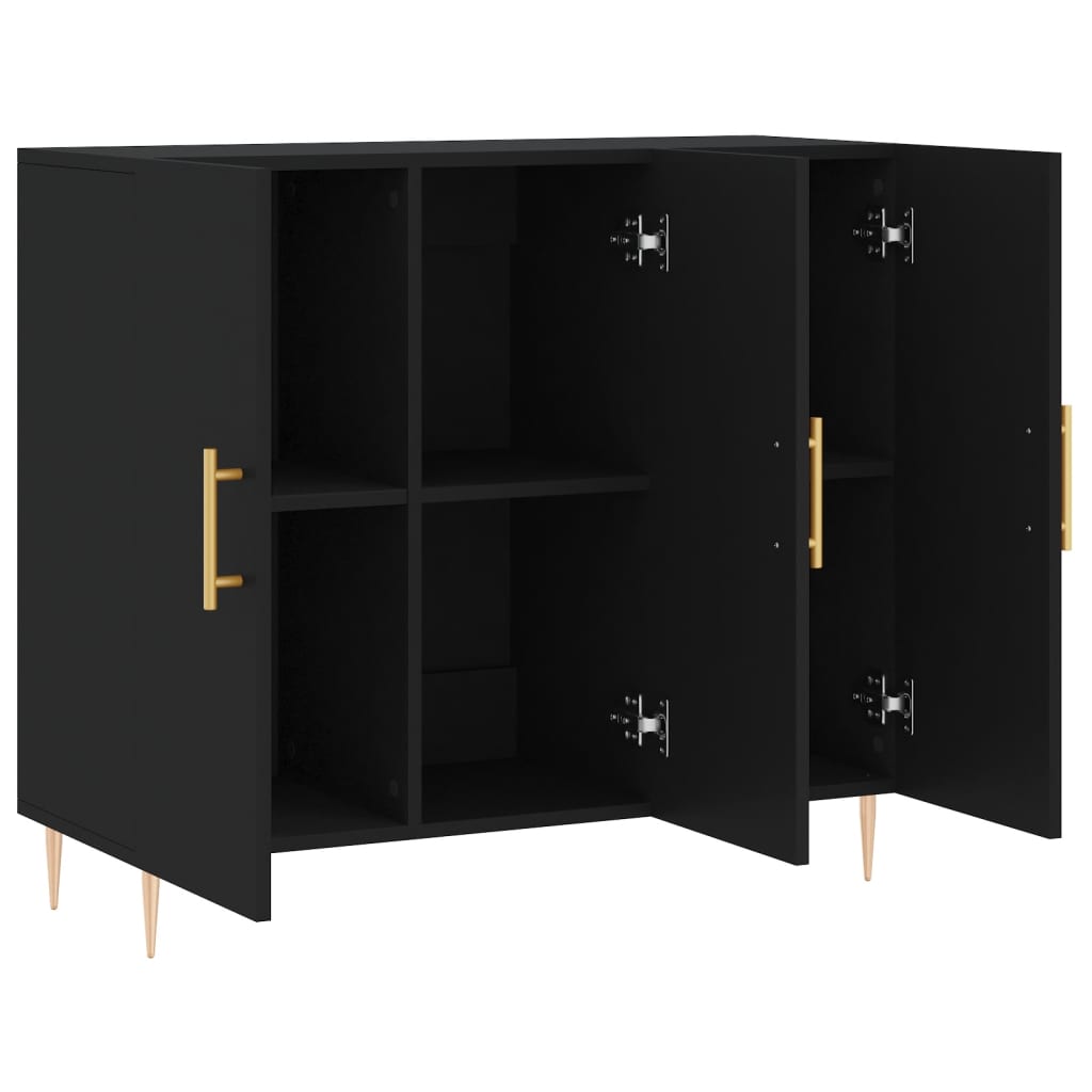Credenza Nera 90x34x80 cm in Legno Multistrato - homemem39